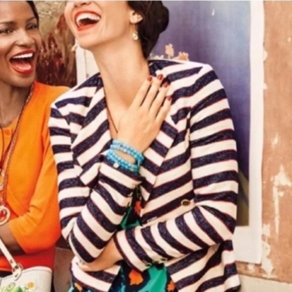 CAbi Collection Tweed Striped Nautical Blazer size 6 Sailor Preppy Pinup Twee - Picture 4 of 16